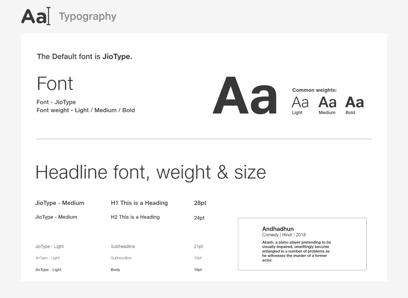 Typography guidelines using JioType