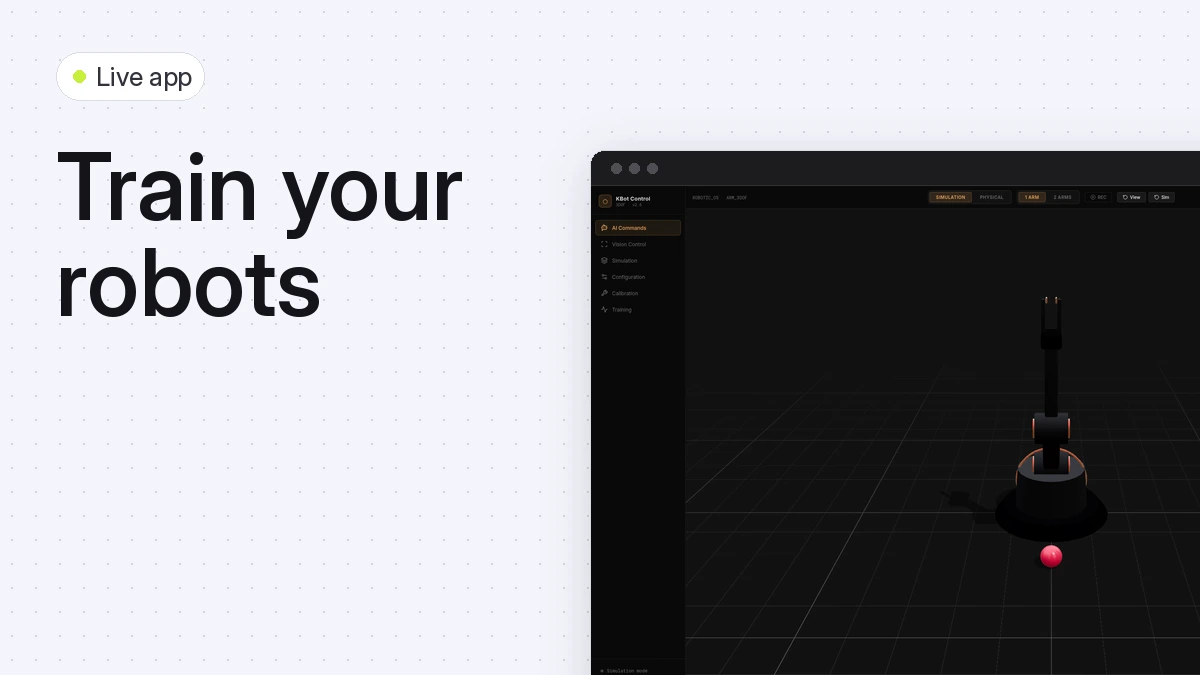 Train your robots: robot-arm control panel in a dark app window.