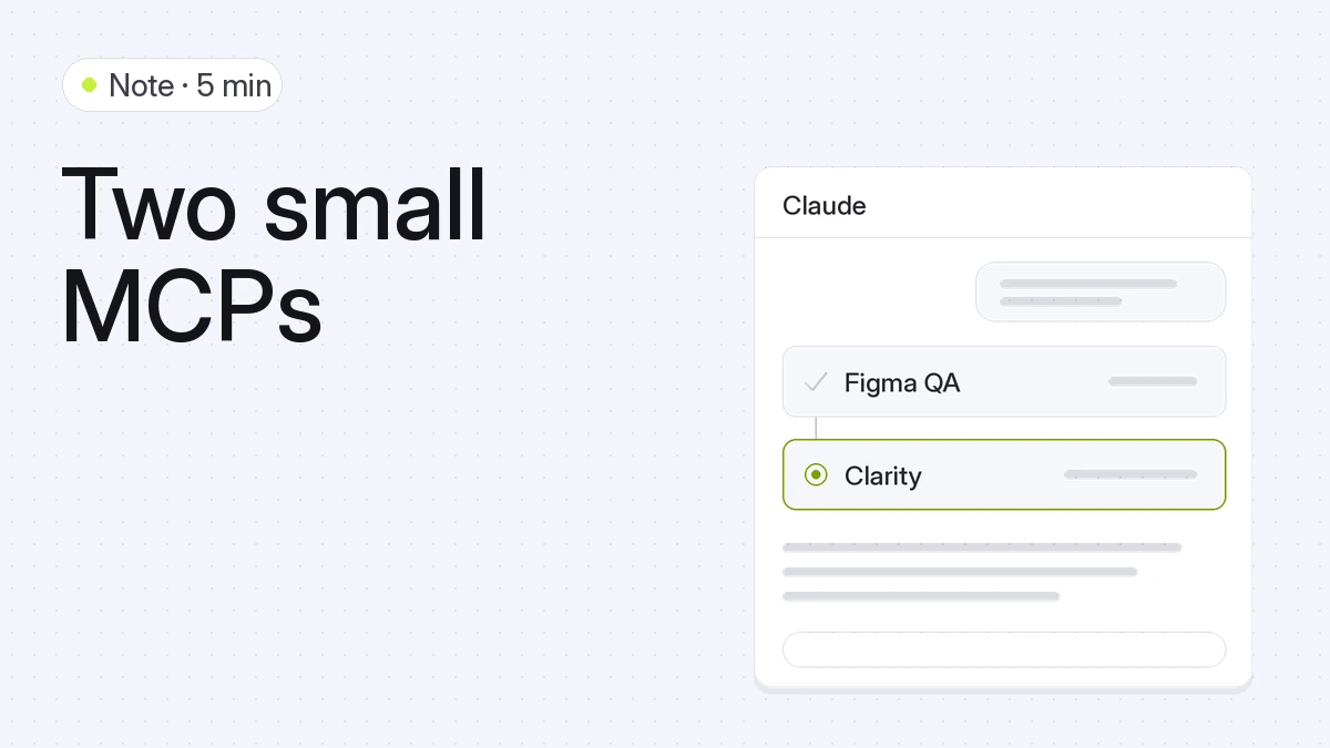 Two MCP tools: a Figma-versus-live page check and a Clarity data query.
